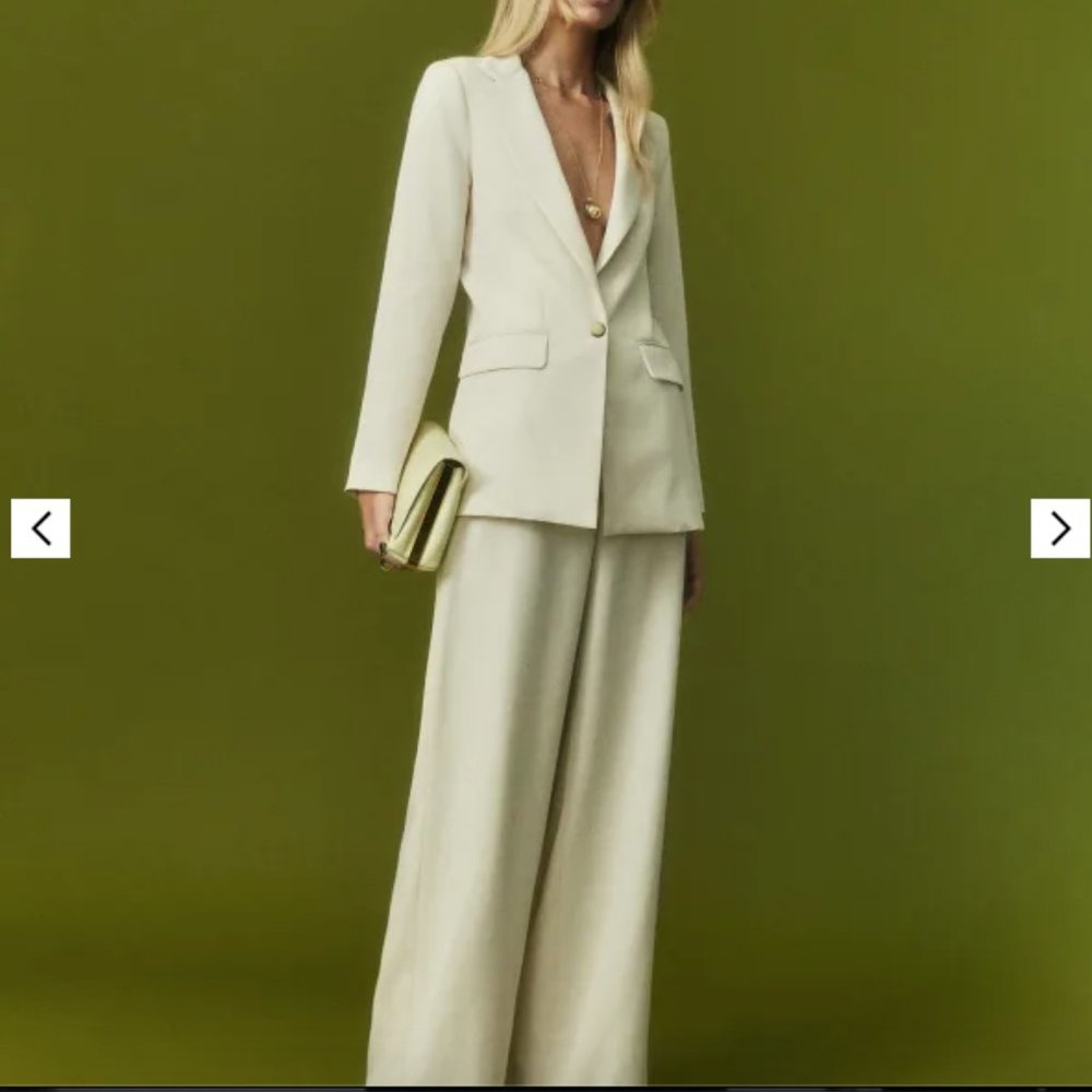 Reformation Miles Wide Leg Pant in Oyster (Matching Blazer Available)